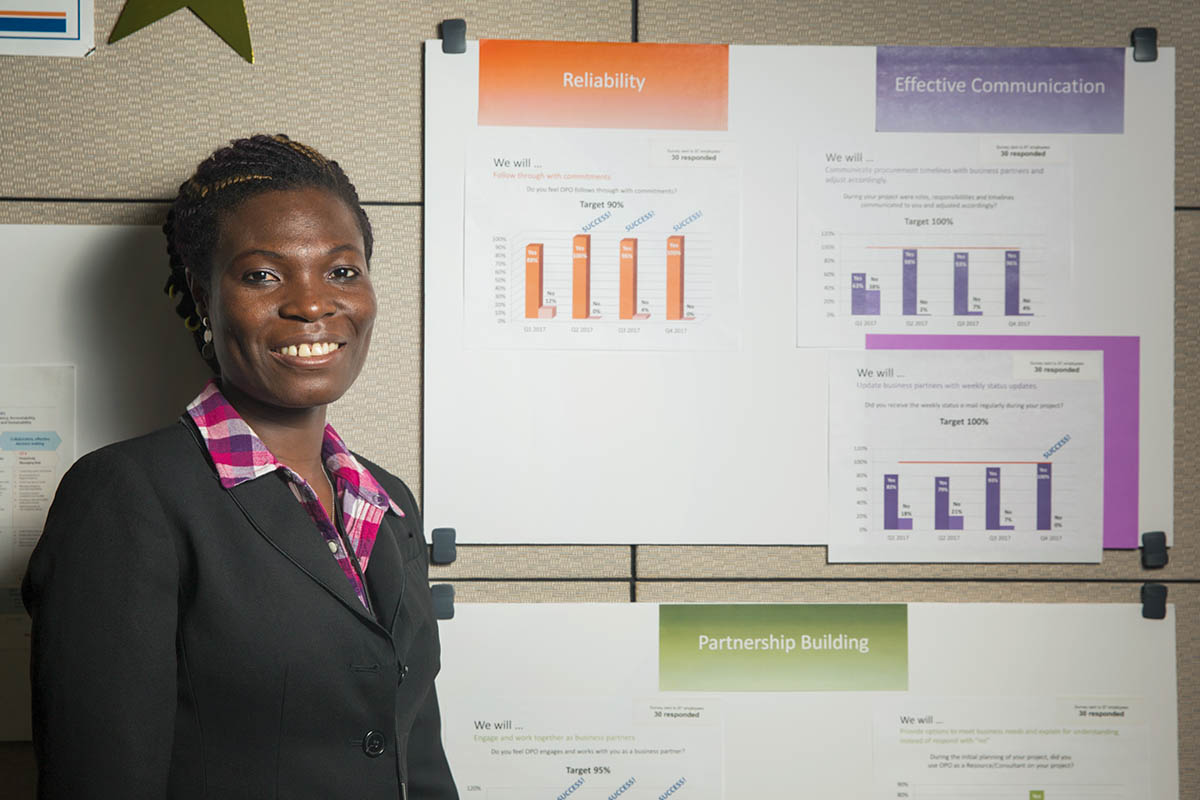 Woman reading business charts